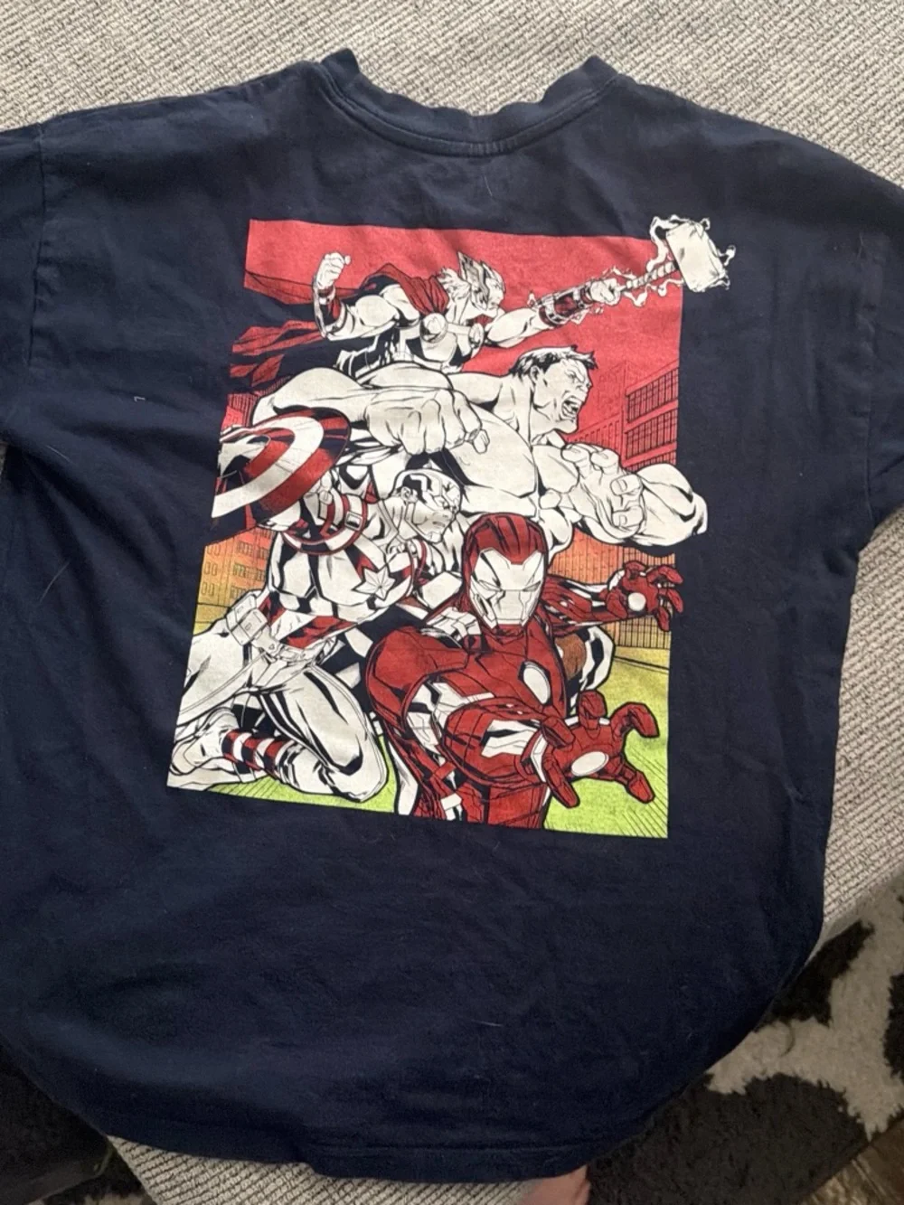 GAP Navy Tee with Red Avengers Graphic